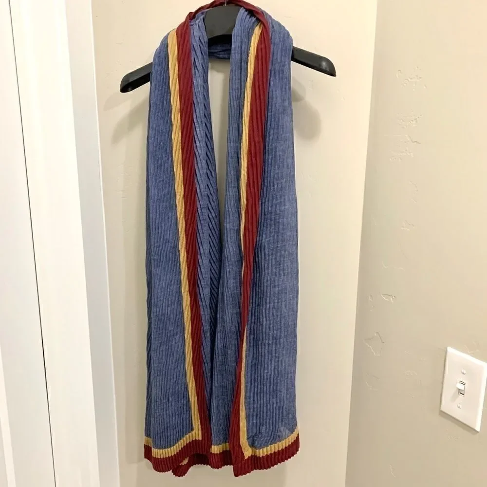 Colorblock Handmade Vintage Style Large Size Shawl/Wrap With Pleated Textured